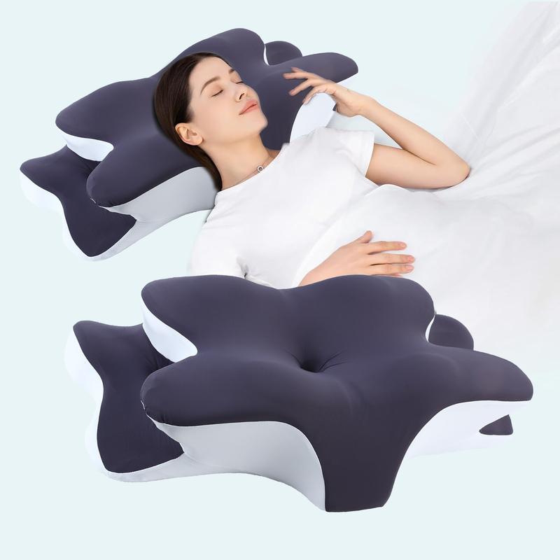 Double-Sided Neck Pillow Unscented Orthopedic Memory Foam Pillow with Cooling Cover Zoned Design for Deep Sleepers Contoured Pillow with Extra-Large Armrest for Side Sleep Stomach Sleeping and Back Sleepers