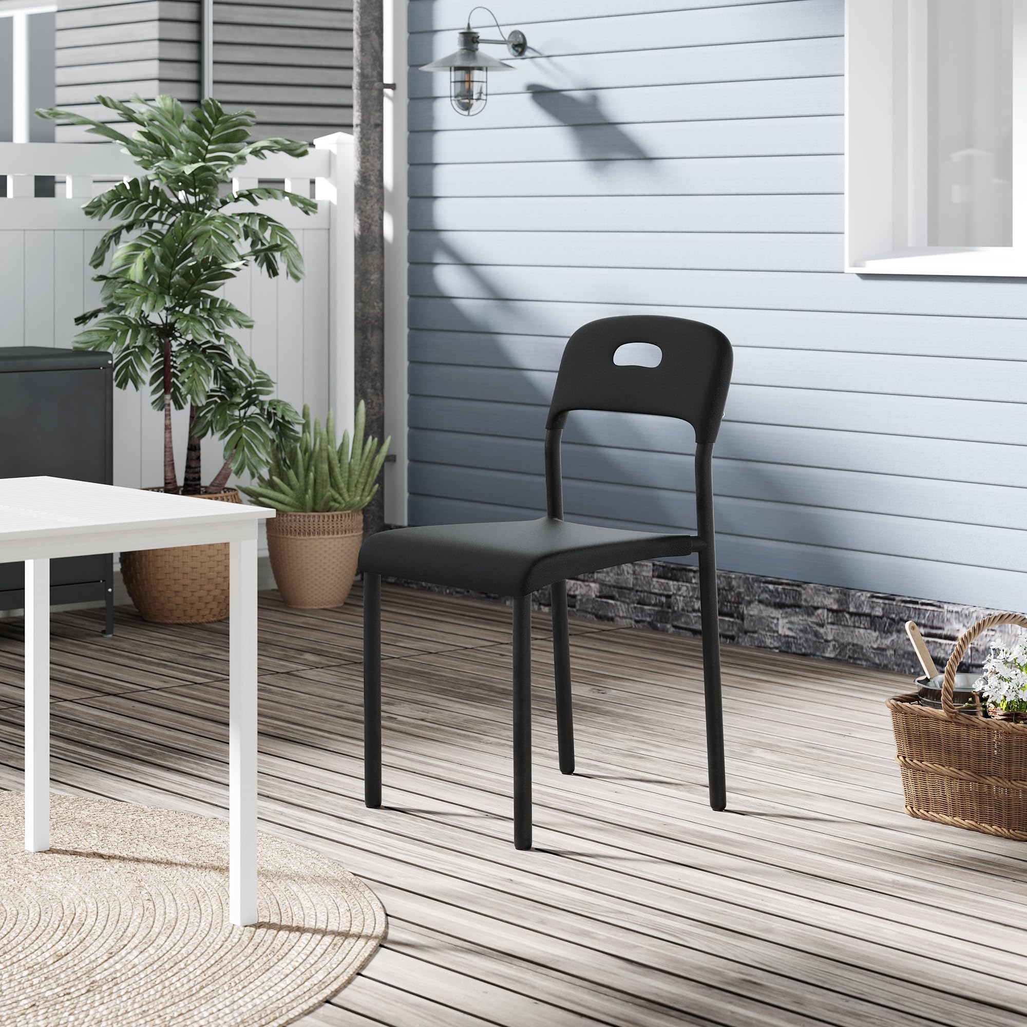 Dining Chairs Plastic Stackable Kitchen Chair,Metal Legs,Easy Assembly, Ergonomic Back, Waterproof and Stain-Resistant,Plastic Chair for Outside,Office,Kitchen,Living Room