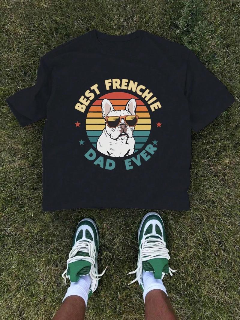 French Bulldog Sunglasses BEST FRENCHIE Pure Cotton Men's T-Shirt Comfort Fit