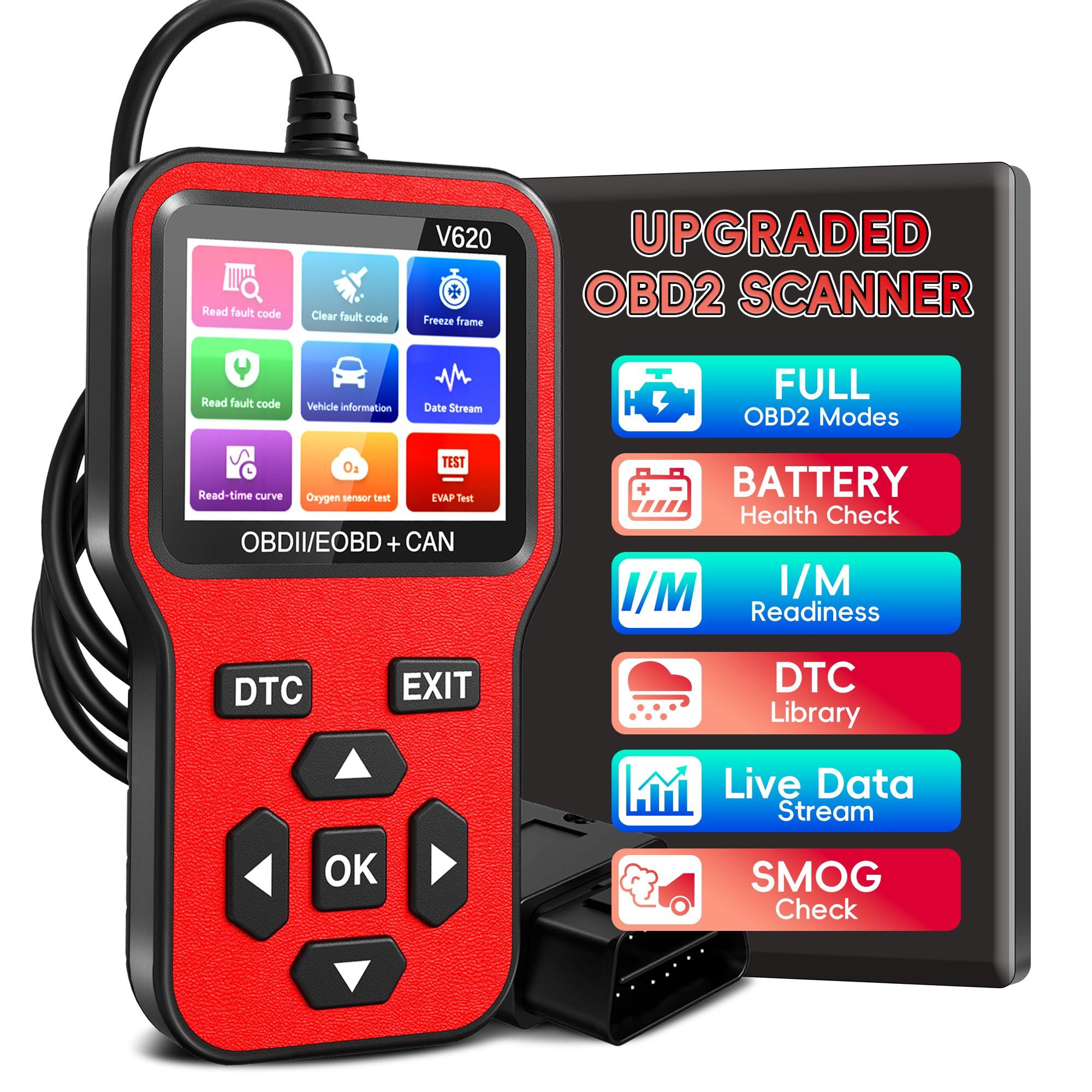 Professional Obd2 Scanner Diagnostic Tool, Automotive OBD2 Scanner with Upgrade Battery Tester - Diagnostic Tool for Cars That Check Engine Light & Emissions Readiness Read and Clears Vehicle Error Codes for All OBD II Protocol Vehicles Since 1996
