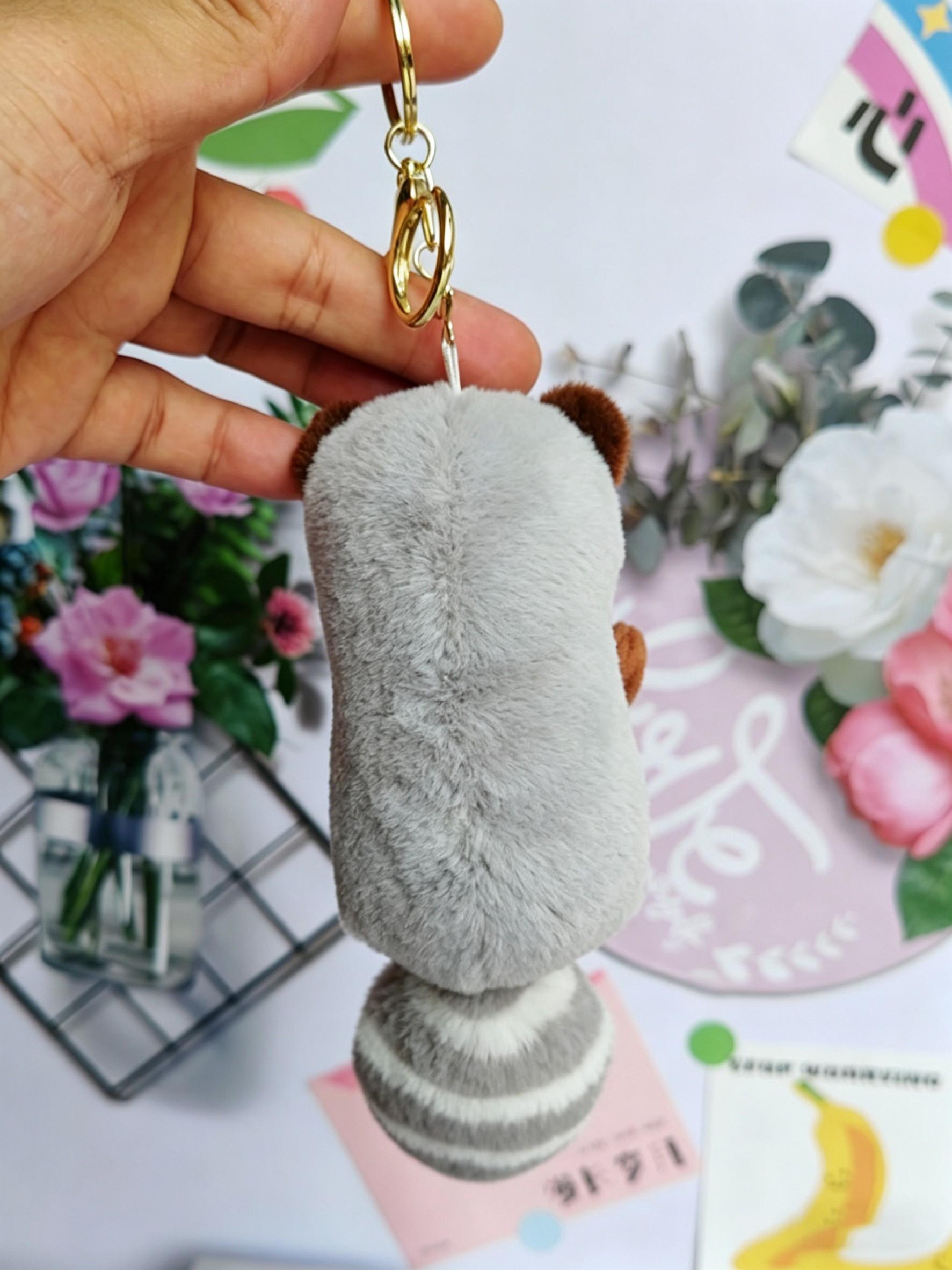 Cute Long-Tailed Raccoon Plush Toy, Wholesale Couple Student Bag Charm, Gumball Machine Small Gift, Adorable Stuffed Animal