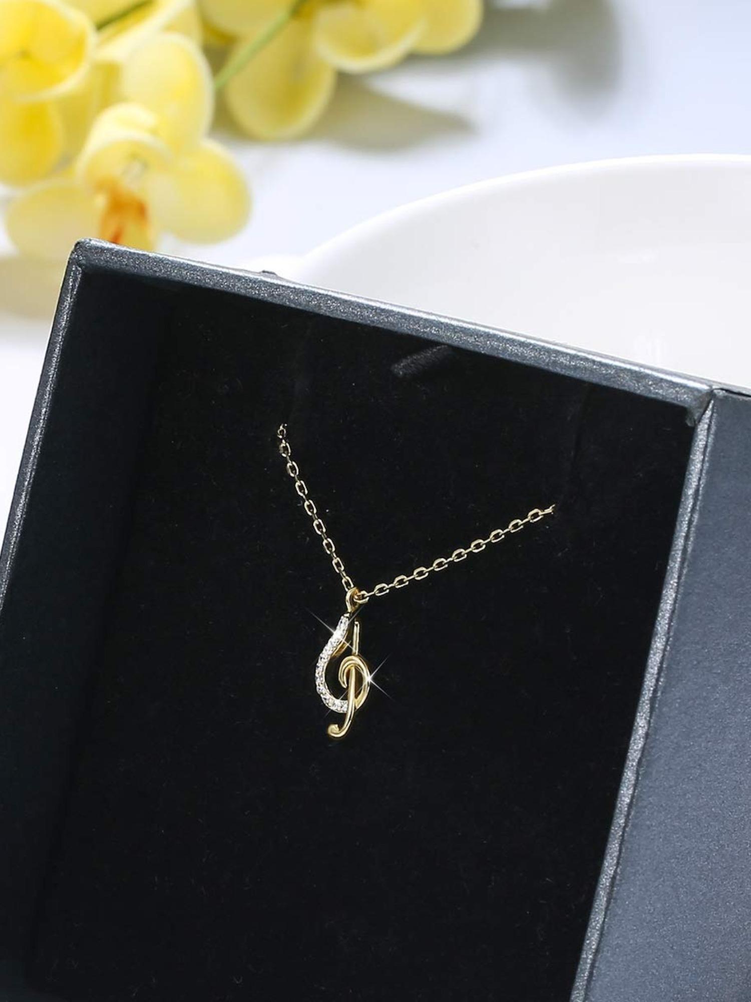 1 Pc Stylish Golden Treble Clef Music Necklace with Shining Swarovski Crystal for Women Men Delicate Artistic Jewelry Piece Lightweight Copper for Soft Comfortable Wearing for Daily Use Concerts Festivals Parties Gift for Musicians Music Enthusiasts