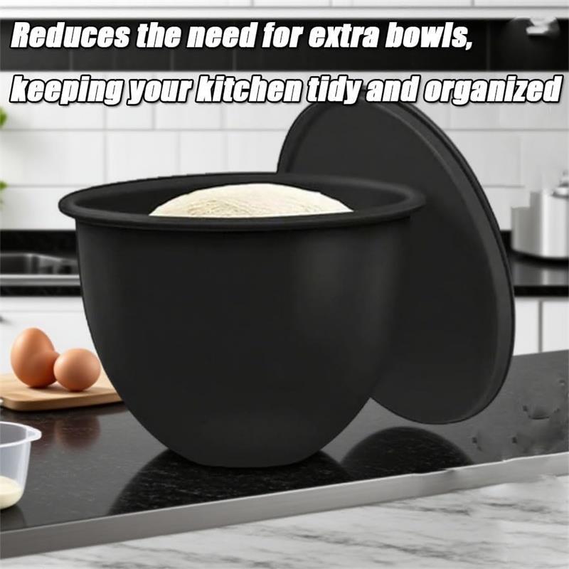 5qt Silicone Mixing Bowl with Reusable Spout and Lid, Dishwasher & Microwave Safe, Non-Stick Easy Clean Design, Compatible with Stand Mixers, Kitchen Bowls