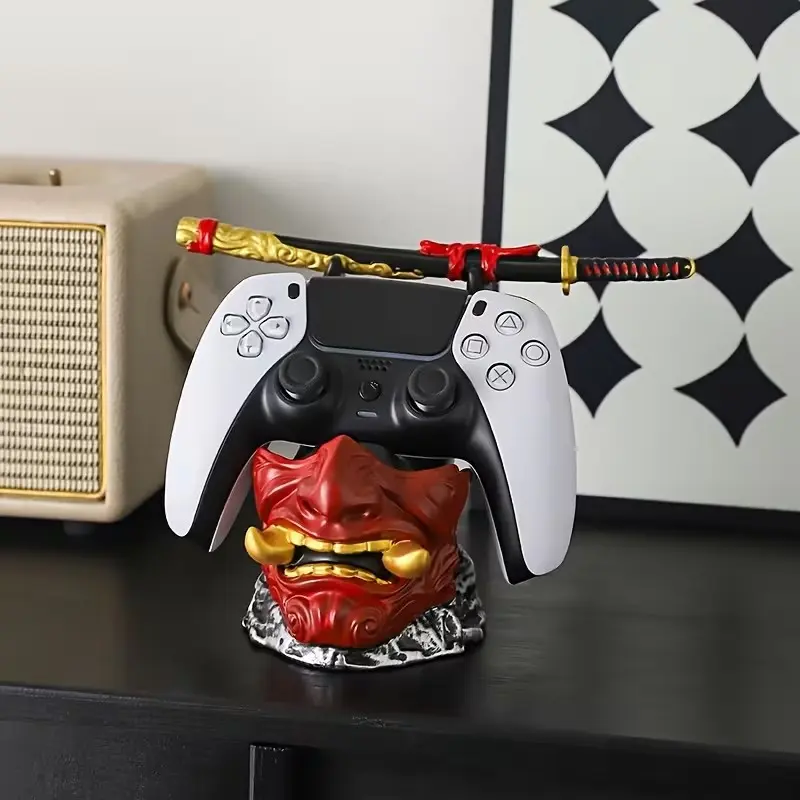 Unique Demon Face Warrior Sword Controller Stand, Controller Holder, Durable Resin, Ideal Gift for Gamers, Perfect for Home Office Decor, Valentine's Day Choice