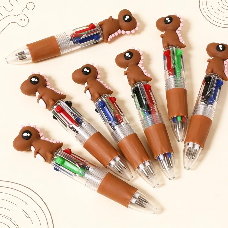 20/30pcs Creative and Cute Brown Little Dinosaur - themed Retractable Four - color Pen. The Dinosaur Series Press - type Gel Pen for Campus Design with Random Colors