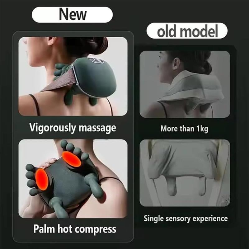 Bionic Heating Massager, Electric Acupressure Master for Shoulders and Neck Wireless Portable Design, Electric Deep-Tissue 3D Kneading Massage Pillow Featuring 3-Speed Adjustment Perfect Halloween or Christmas Gift for Loved Ones, Friends and Elders