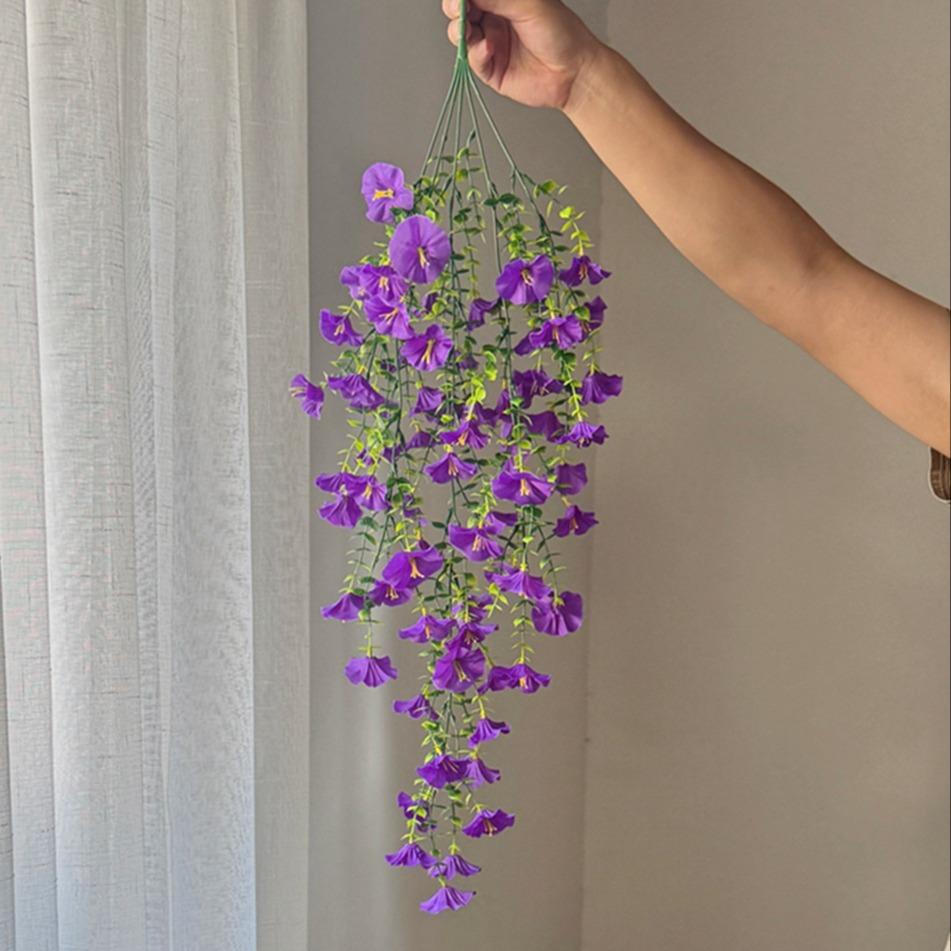High-Quality Hanging Ivy Trumpet Flower Bouquet, Outdoor Garden Decoration, Realistic Fake Flowers, Factory Direct Sale