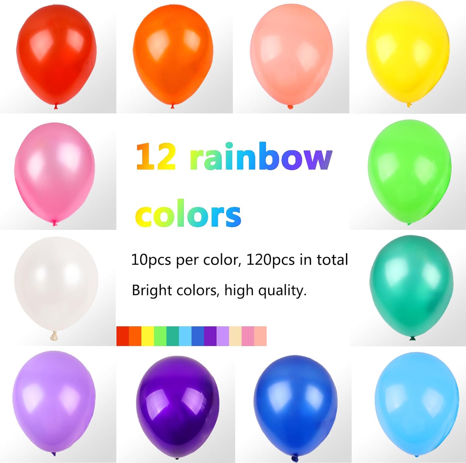 120pcs 12 Inch Large Latex Balloons, Assorted Colors - Bulk Party Balloon Kit for Garland, Arch, Backdrop Decoration - Birthday, Wedding, Baby Shower, Graduation Supplies