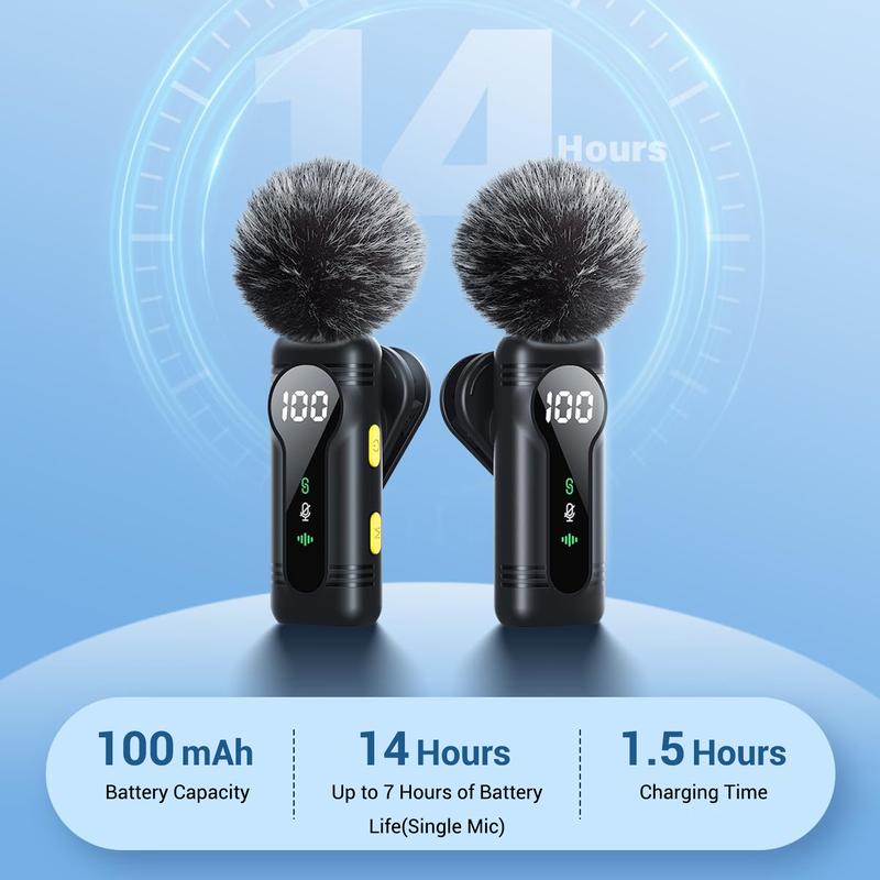 Mini Pro Wireless Lavalier Microphone for iPhone, iPad, Android, Usb Streaming Mic | Intelligent Noise Cancelling, Magnetic Rotating Clip, Long Battery Life | Ideal for Video Recording, Vlogging, Teaching, Interviews, Podcasts |