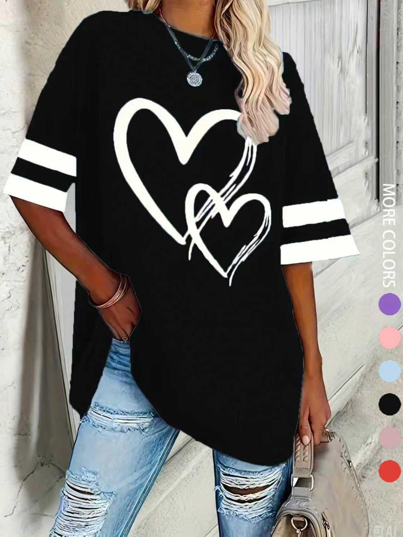 Women's Casual Round Neck Half Sleeve T-Shirt Geometric, Comfortable Loose Fit Baseball Top, Fashion Versatile Daily Wear, All Seasons