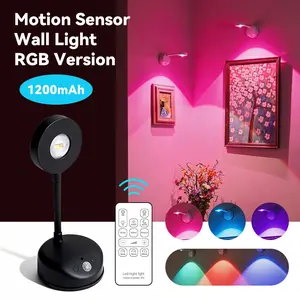Rechargeable Motion Sensor Wall Light, Wireless RGB Picture Light, Dimmable 3 Light Color Spotlight for Living Room Bedroom Gallery Hanging Picture Stairs Kitchen