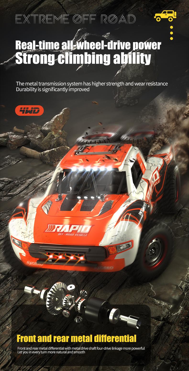JJRC 1:14 Scale High-speed motor 4WD All-Terrain Remote Control Truck — 40 km/h, Metal Drivetrain, Dynamic Suspension, and Tri-Mode LED Lights | Adult RC Car | High-Speed ​​Off-Road Racing Car Children's Toy