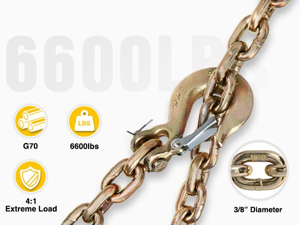 Nilight 3/8" X 35" Trailer Safety Chain 2pcs Grade 70 Towing Chain with Clevis Snap Hooks 26400lbs Break Strength use for Trailer, RV,and Boat Towing and Gooseneck Couplers Heavy Duty Hardware Industrial dealsforyoudays