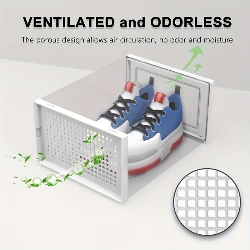 12-Piece thickened transparent shoe box with flip cover, foldable shoe rack stackable shoe rack, free combination, plastic sneaker container, space-saving storage space