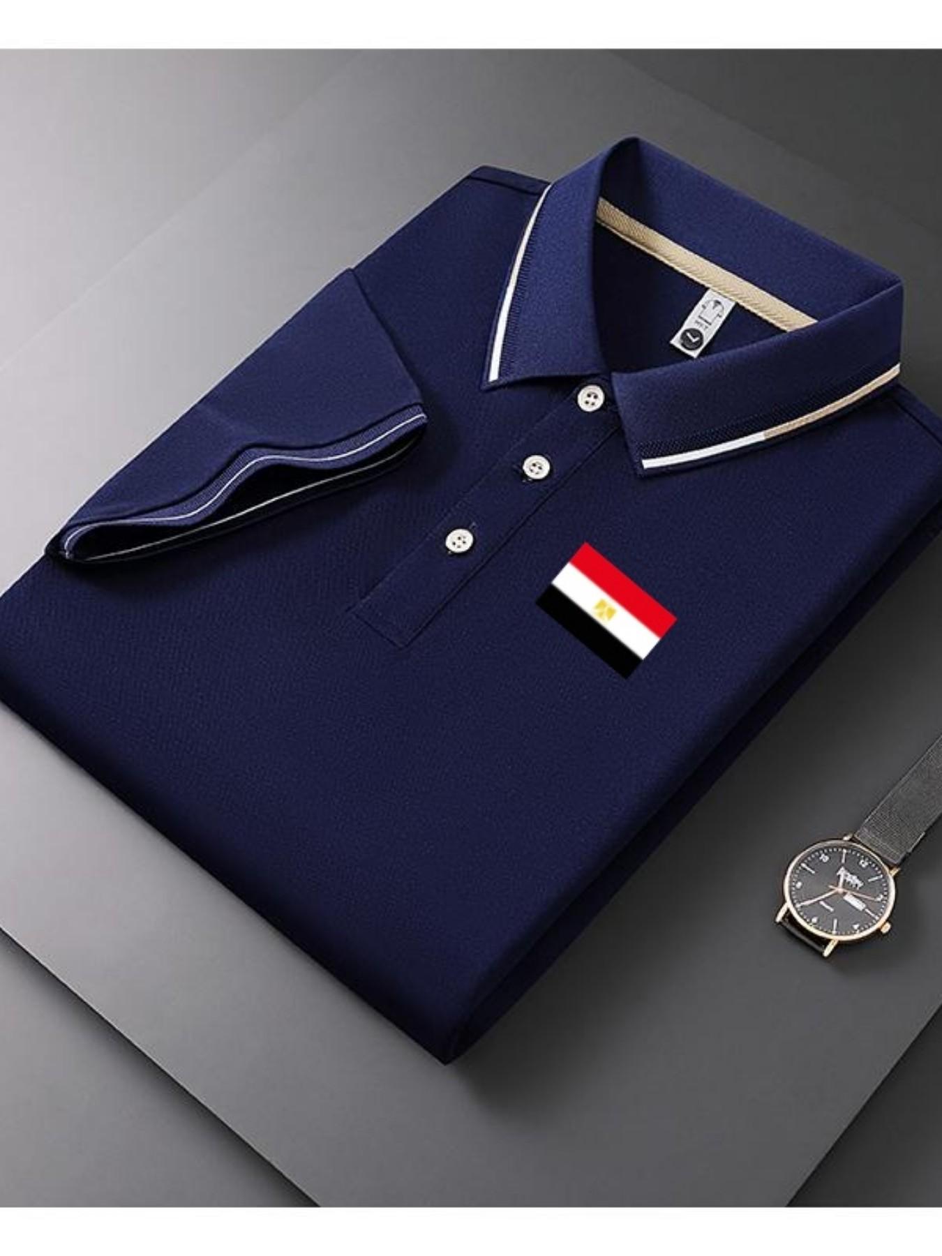 Men's Casual Summer Print T-Shirt, Fashionable Short Sleeve Top, Geometric Design, Lightweight Breathable Polo Shirt