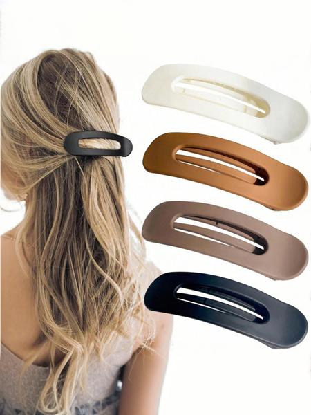 Solid Color Hair Clip, No Trace Flat Large Hair Clip, Fashionable Hair Accessories for Women & Girls, Minimalist Headwear Suitable for Girlfriend, Flat Hair Clips
