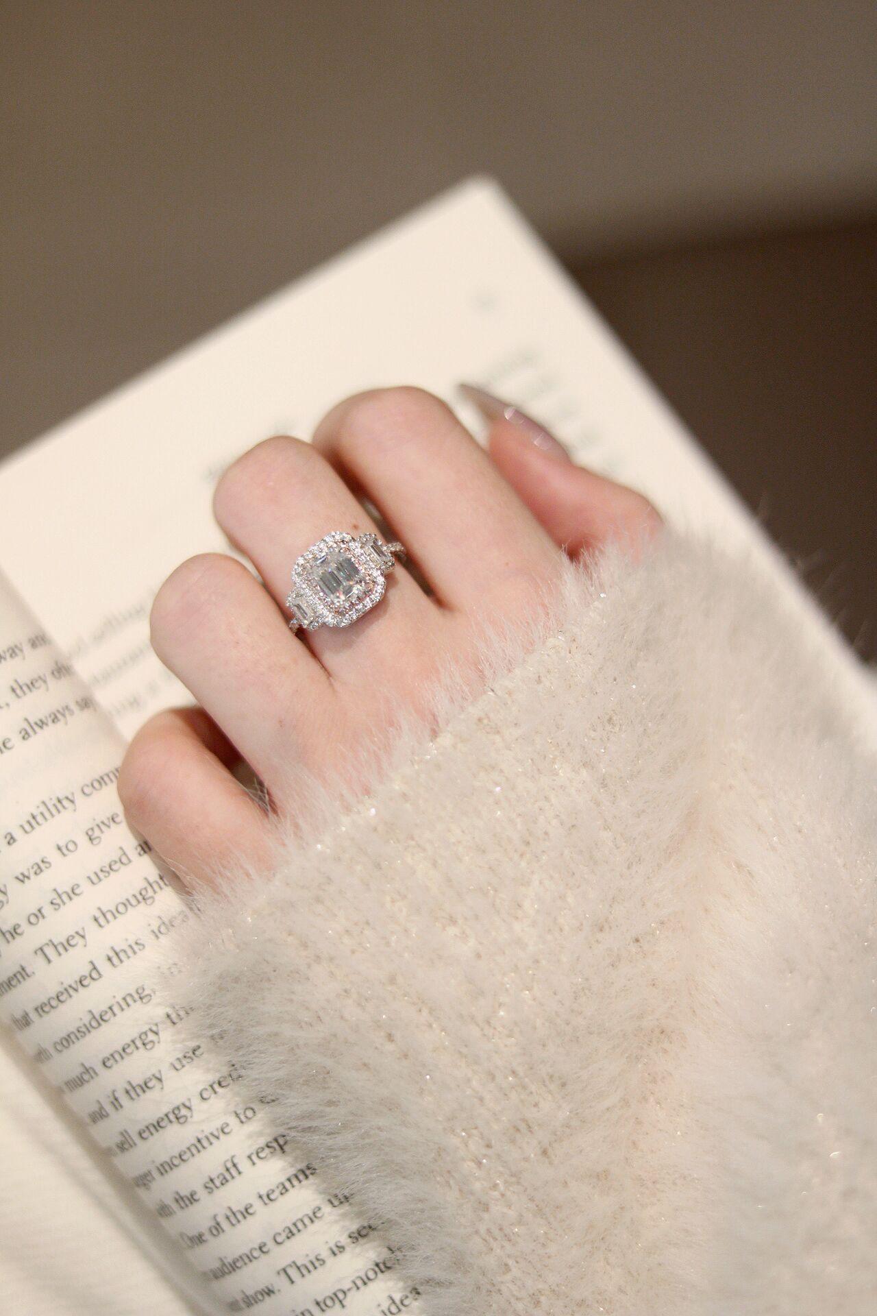 【#323 Princess Aurora】Double-halo 2Carat Synthetic Moissanite/CZ Ring in 925 Sterling Silver For Women