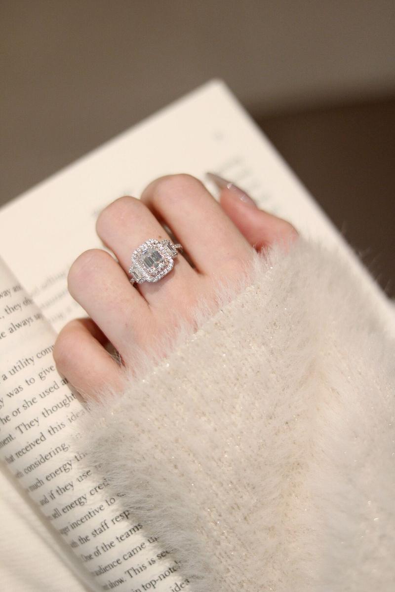 【#323 Princess Aurora】Double-halo 2Carat Synthetic Moissanite/CZ Ring in 925 Sterling Silver For Women