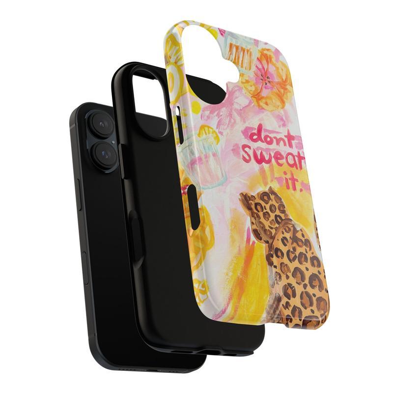 Shockproof Magnetic Phone case for iPhone 17 Air 16 Pro Max 15 14 13 12 Don't Sweat it Phone Case, Leopard, Gift for  fans, Aesthetic Vintage God Tough Phone Case, Flower, Wildfloral