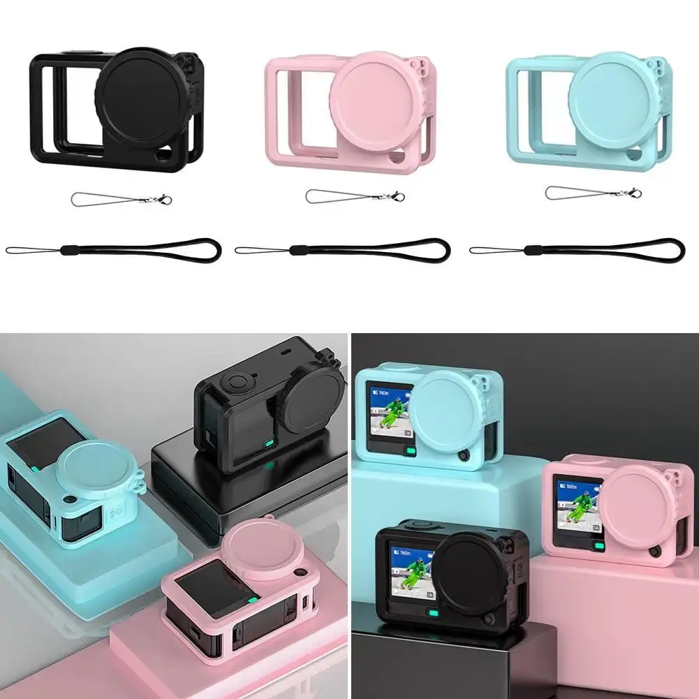 Silicone Protective Case Anti-Lost Lanyard For DJI Osmo Action 6 Lens Cap Full Protector Cover For Action 6 Camera Accessories