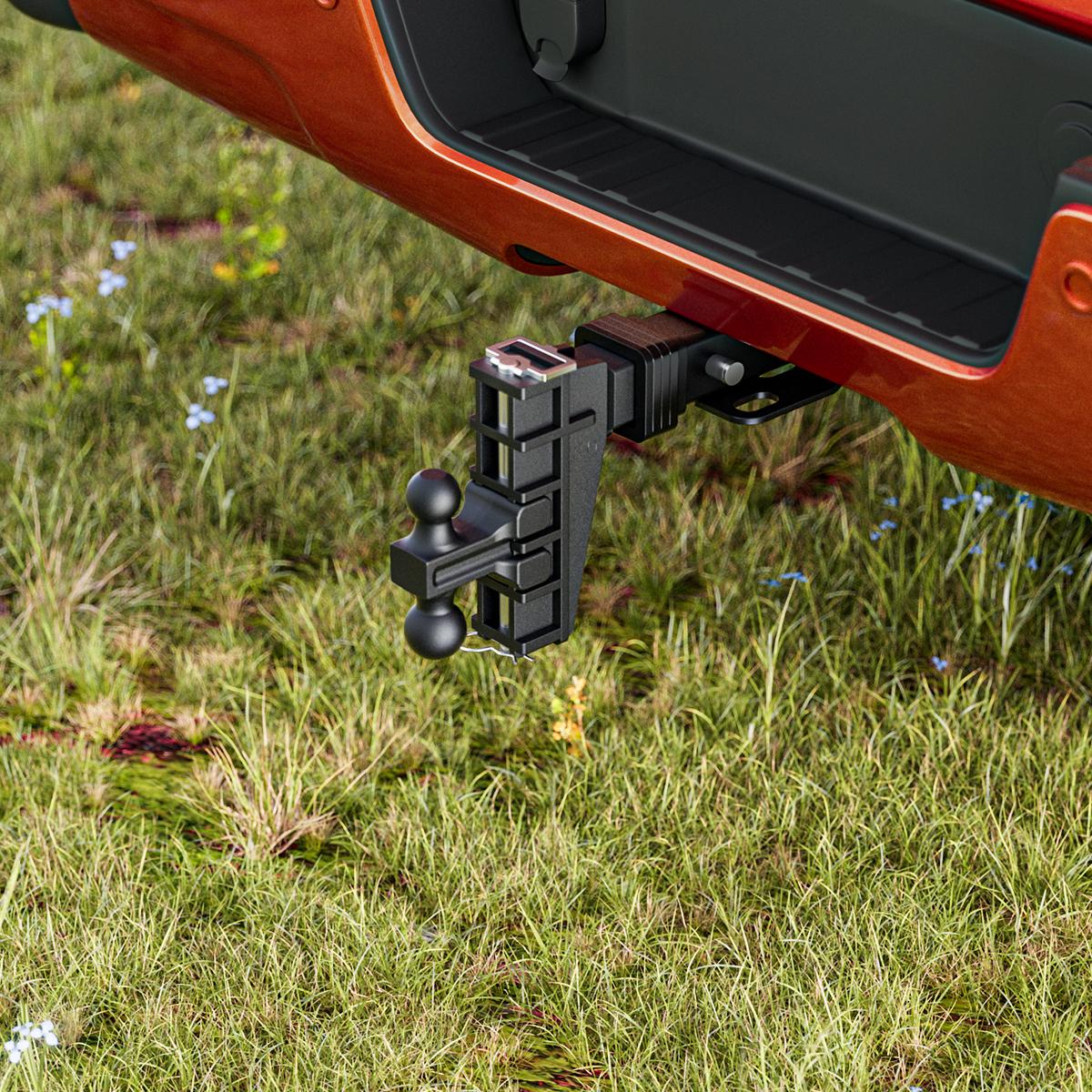 Dual-Ball Adjustable Trailer Hitch(2"&2-5/16"), Fits 2-Inch Receiver, 6 Inch Drop/Rise Drop Cushioned Hitch, 25,000 LBS GTW-Tow Hitch for Truck, Solid Ball Mount, Black, Heavy Duty