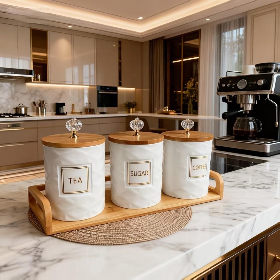 Luxury Ceramic Sealed Jars Set, Moisture-Proof Tea Coffee Storage, High-Aesthetic Candy Jar, Food Jar, Reusable Containers, Kitchen Food Storage, Perfect for Parties and Decorations
