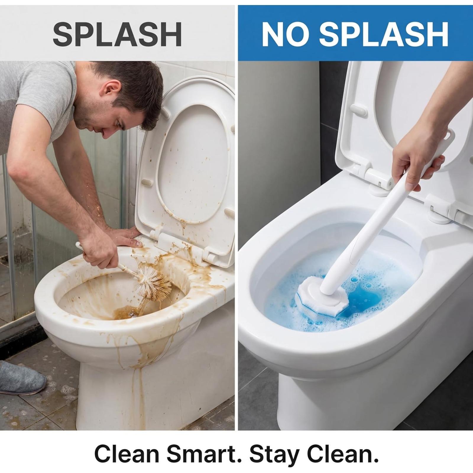 50 Count Toilet Wand Refills, Disposable Toilet Brush Refill Heads Compatible with Household Brushes Scrubbers, 3-Layer Scrubbing Pads for Quick Bathroom Toilet Bowl Cleaners Home Cleaning Products Local Stock