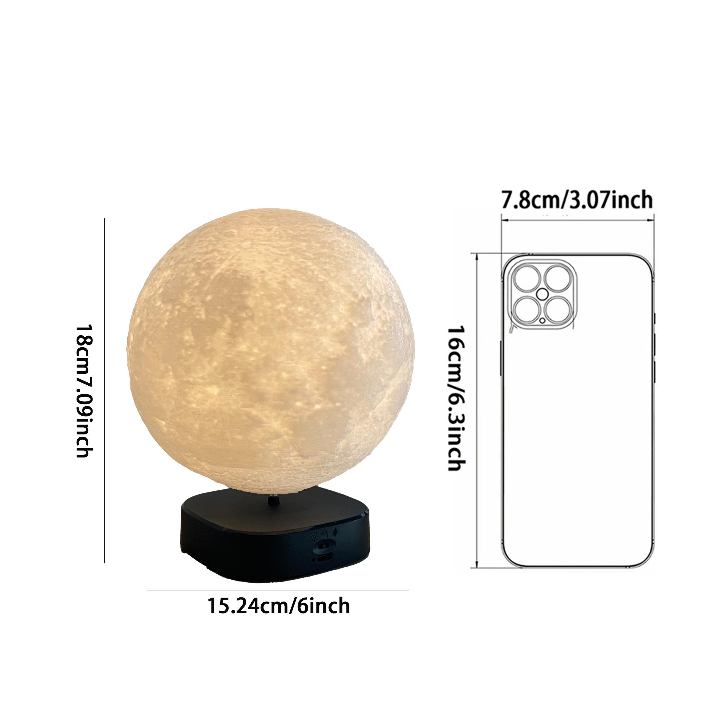 Floating Moon Lamp Night Light Touch Switch Light Sensor Slow Rotation Wireless Power 3D Printed Ball Three Color Lights Decorative Light Desk Decor Gift