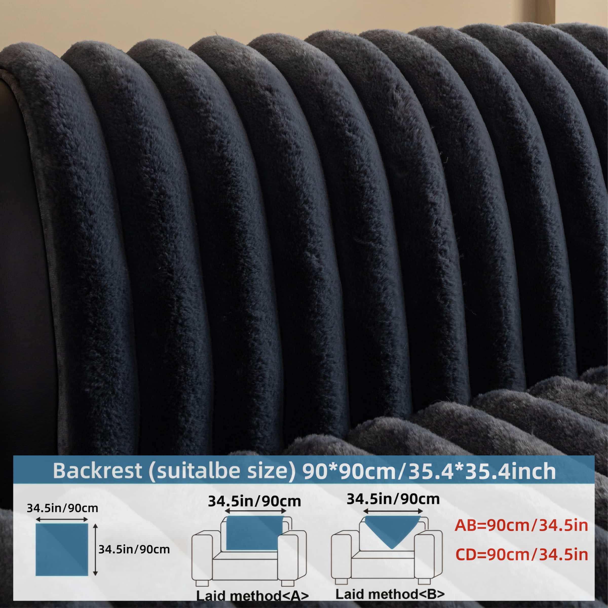 Solid Colour Plush Sofa Cover 1PC, Pet-Friendly Extra Thick Couch Protector, Soft Fluffy Faux Fur Sofa Pad, Non-Slip Machine Washable Anti-Scratch Furniture Throw for Living Room, Sectional, Loveseat & 3-Seater, Sofa Slipcover