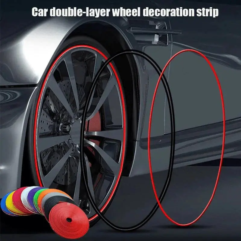 314.96inch/ Roll Rim Blades Car Vehicle Color Wheel Rims Protectors Decor Strip Rubber Mounding Trim Tire Guard Line Car Decorative Sticker