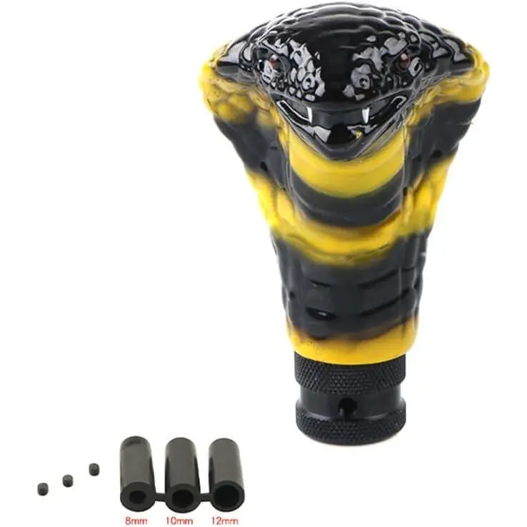 Gear Shift Knob, Universal Gear Shift Knob Snake Shape Shift Knob Handle Shifter Lever Stick with 3 Adapters Knob Personalized Car Shift Handle for Most Car Vehicles,pedal,,running,board,degree,rotation,wheel,paddle,trim,cover