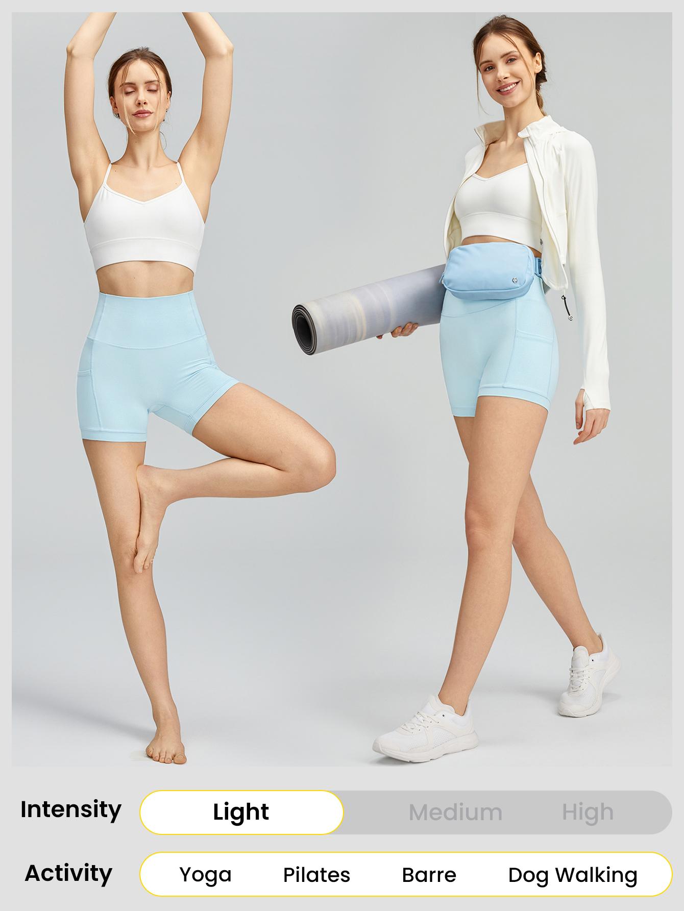 GLOWMODE 4.3" FeatherFit Anti-Slip Pocket Bike Shorts Non Front Seam Low Impact Cycling Running Gym Workout