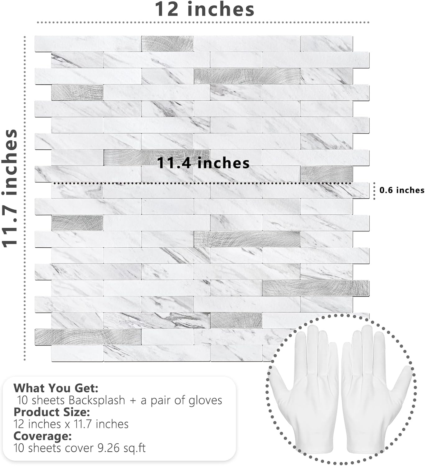 STICKGOO Peel and Stick Backsplash Tile, Stick on Backsplash for Kitchen and Bathroom, Volakas White Look PVC Mixed Metal Silver Self Adhesive Wall Tiles(10 Sheets) Decoration STICKGOO Peel and Stick Backsplash Tile, Stick on Backsplash for Kitchen and Bathroom, Volakas White Look PVC Mixed Metal Silver Self Adhesive Wall Tiles(10 Sheets) Decoration