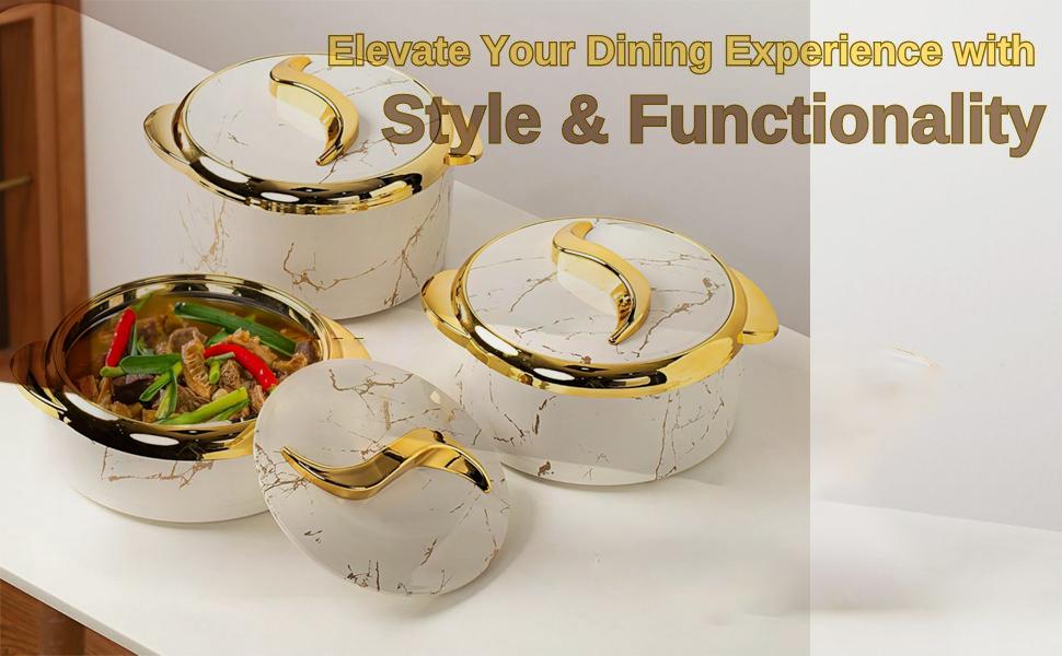3-Piece 2.6/2.1/1.6qt Thermal Casserole Dish Set with Lids, Insulated Stainless Steel Container for Hot & Cold Food, (white)