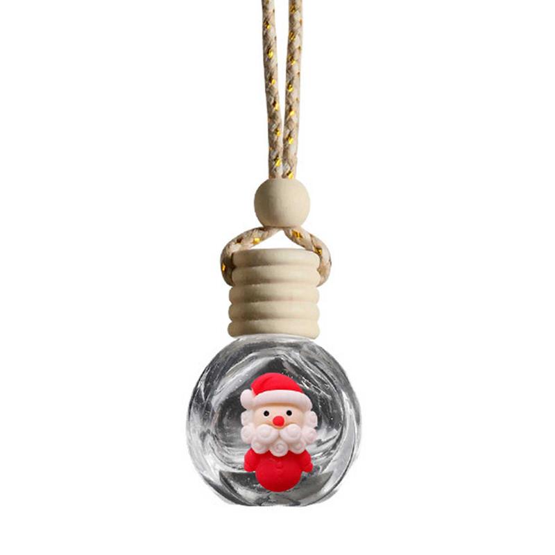 Santa Claus Car Perfume Pendant Aromatherapy Christmas Gift Ornaments Glass Empty Bottle Refill Diffuser Festive Car Decor Free Gift Included