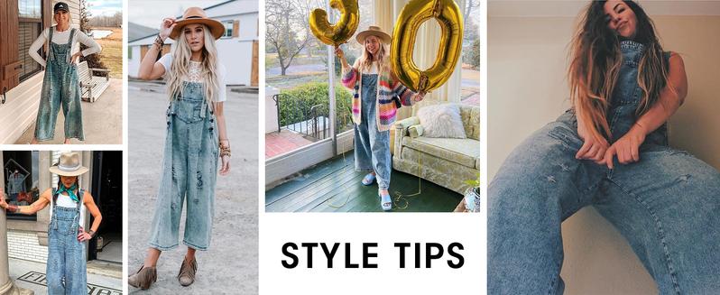 Goranbon Women's Denim Overalls Casual Jumpsuits Loose Fit Adjustable Strap Distressed Bib Jeans Overall Jumpsuits