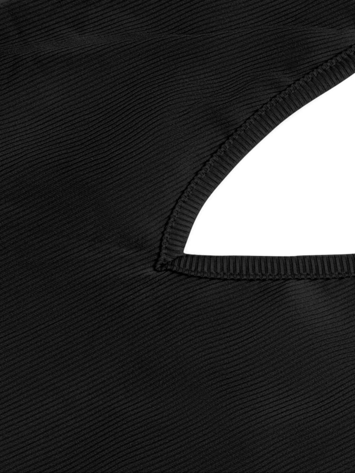 Women's Halter Deep V Backless One-Piece Shorts, Tie Strap Sleeveless Fitted, Sexy Nightclub Wear, Plain Pattern