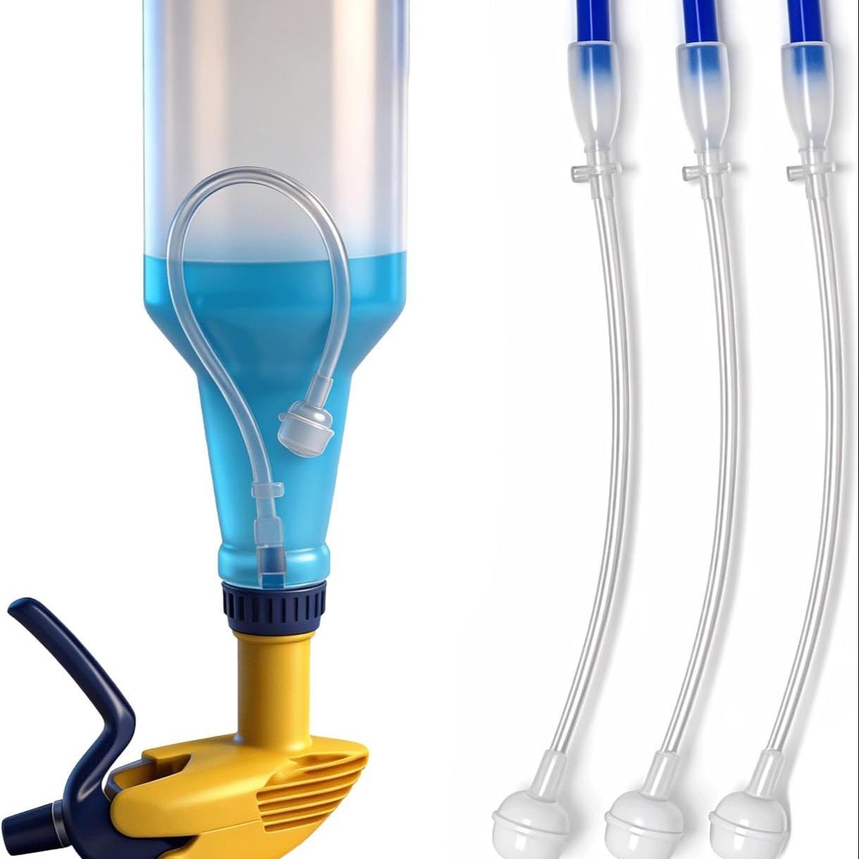 3 PCS Universal Fit 360° Spray Bottle Adapter, Includes Spray Bottle + Nozzle, Weighted Tube Replacement for Sprayers, Upside Down Multi-Angle Sprayer Attachment