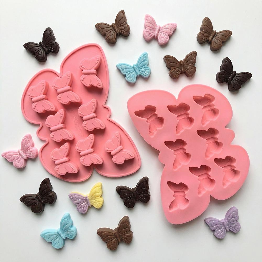 3pcs Butterfly Shape Chocolate Cake Silicone Molds, DIY Candy Pudding Dessert Baking Tray, Ice Cube Trays, Kitchen Accessories