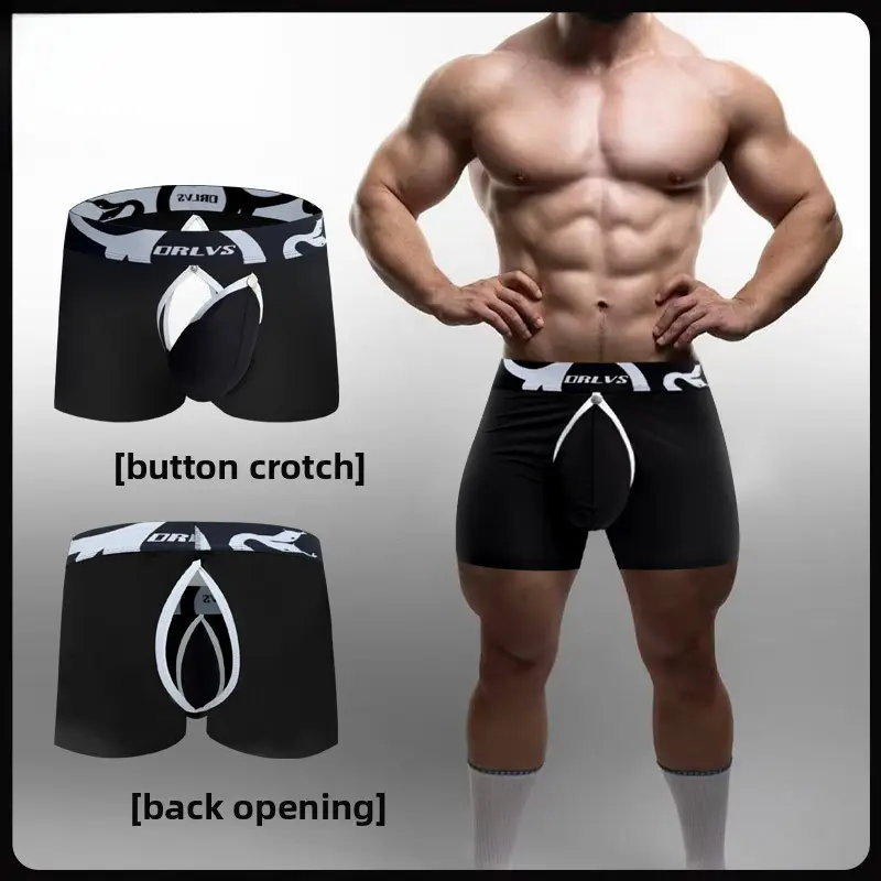 Men's Detachable Pouch Open Crotch Briefs – Breathable Modal Boxer Briefs, Quick-Release Design