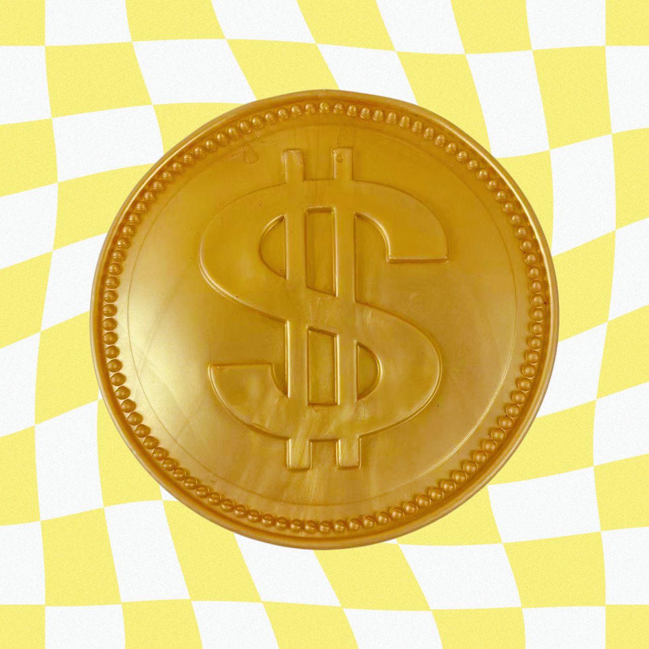 Simulation Dollar Stress Relief Toy, Large Gold Coin Soft Rebound Squeeze Fidget Fortune Toy, Healing Soft Pressure Relief Tool, Non-Edible Child Hand Mold Toy