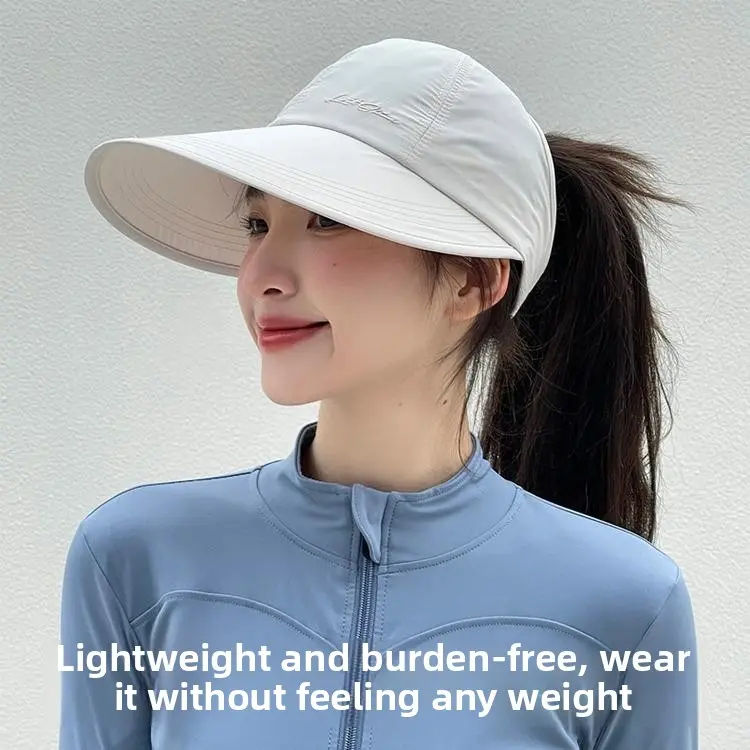 Empty top sunscreen hat outdoor ponytail half-empty top large brim quick-drying duck tongue sun hat embroidered letters female