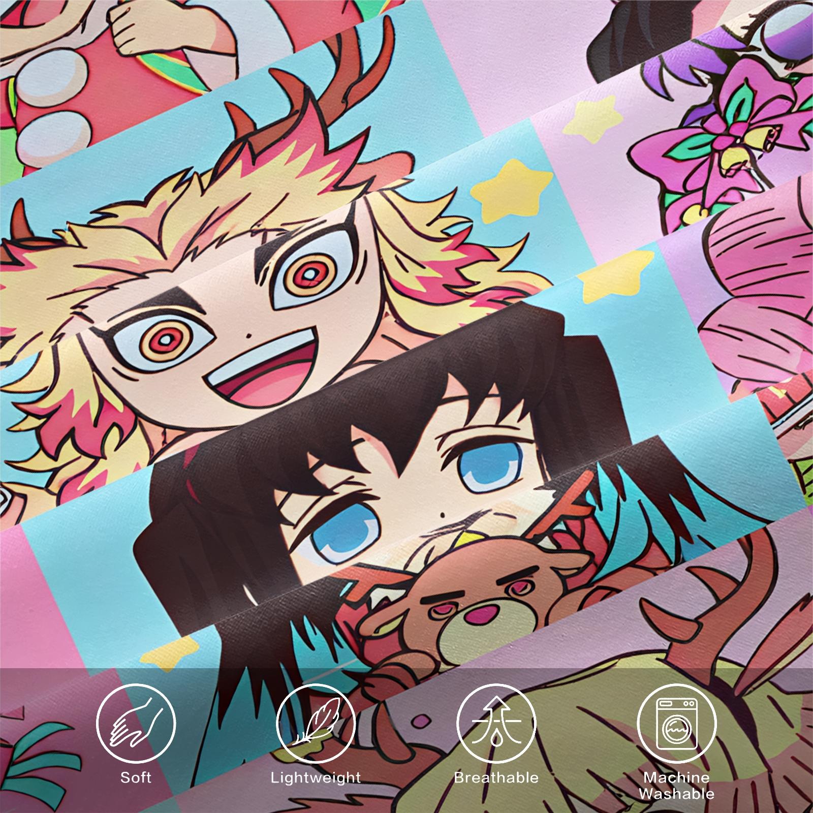 3-Piece Demon Slayer Bedding Set, Comfortable Printed Design, Includes 1 Fitted Sheet & 2 Pillowcases, Non-Slip, Perfect Gift, Bed Sheets