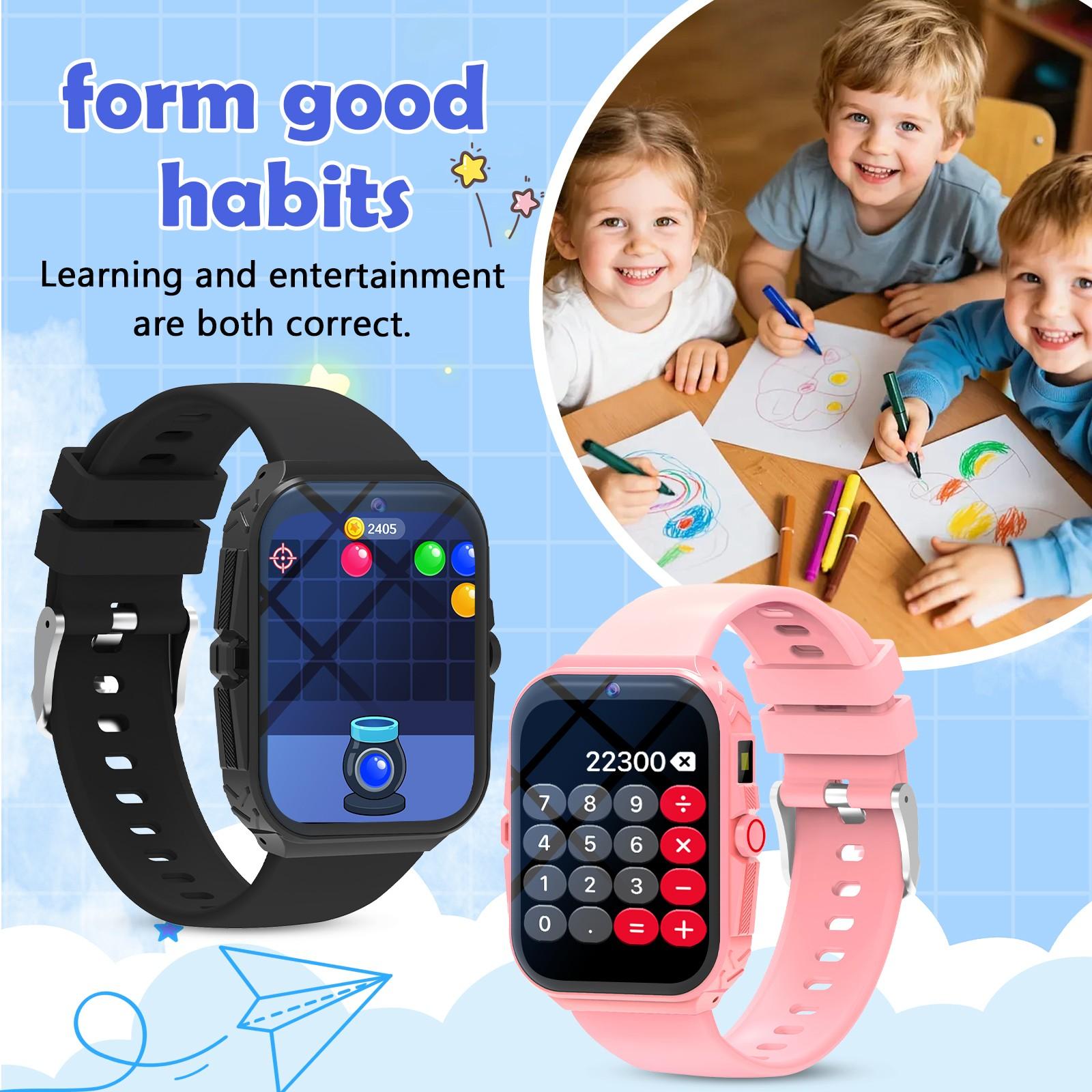 Kids Smart Wearable Watch (1.83 Inch) – Capture Memories with Camera & Growth Album,  Fun Games, Plus Calculator/Calendar/LED Torch, Unisex for Boys & Girls