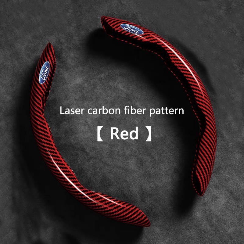 Carbon Fiber Car Logo Steering Wheel Covers, Decorative for Ford Fiesta Focus Mustang Ranger Mondeo Kugo Ecosport, Auto Accessories