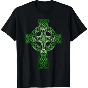 Men's Irish Celtic Knot Christian Holy Trinity Scottish Celt Graphic T-Shirt, Natural Cotton Fabric, Casual Short-Sleeve Fashion Menswear Top