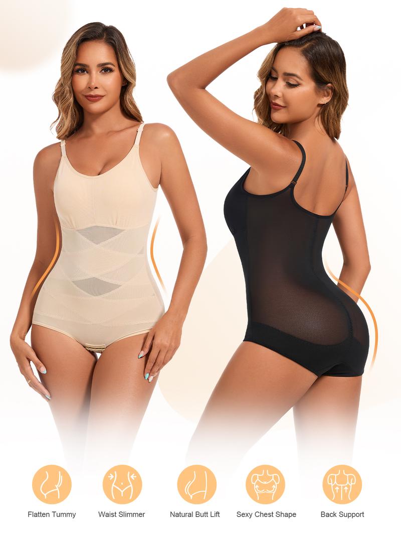 2026 Womenswear‘s Solid Color Bodysuit Shapewear, Women's Adaptive Underwear, Stretchy Lingerie, Shapewear with Abdominal Support and Hip Lifting Design Minimalist Black