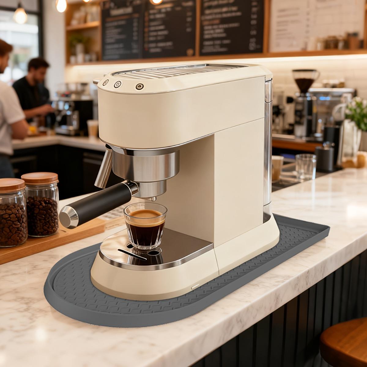1PC Coffee Machine Countertop Silicone Mat, Non-Slip Kitchen Appliance Base Pad with Raised Edge to Contain Water and Coffee Spills, Durable Protective Mat for Coffee Maker, Juicer and Mixer