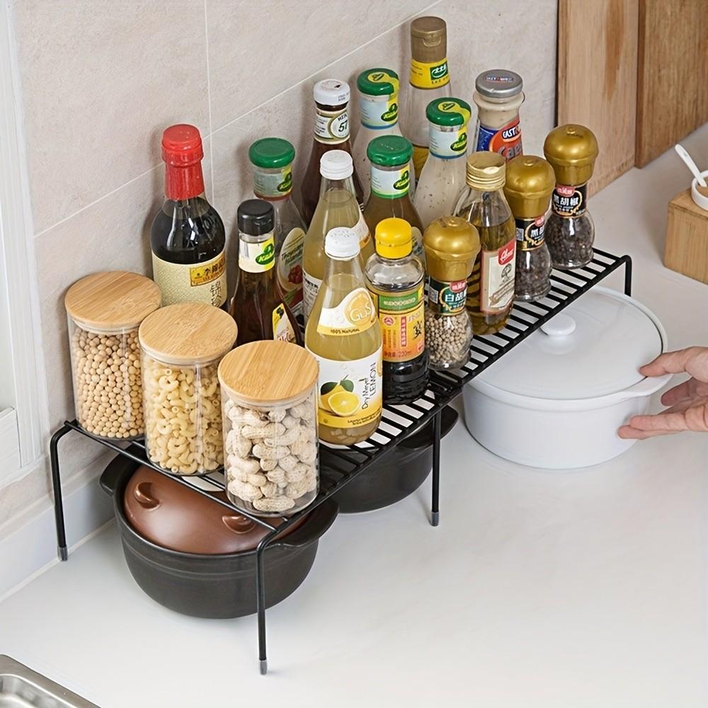 Expandable Metal Storage Rack for Kitchen Counter & Cabinet, Non-Slip Multi-Functional Organizer for Spices, Cookware and More, Sturdy Construction, Ideal Mother’s Day Gift