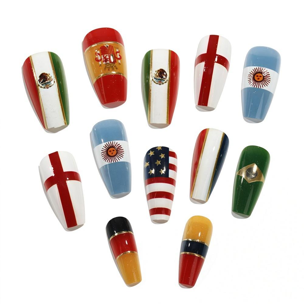 Football Theme Nail Art, Detachable False Nails Sj13, European & American Style, Removable Manicure Stickers, Model Xinghao T359